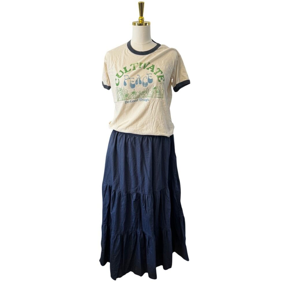 Girl Dangerous Cultivate Peace Ringer Tee Organic Cotton Graphic T-Shirt Small